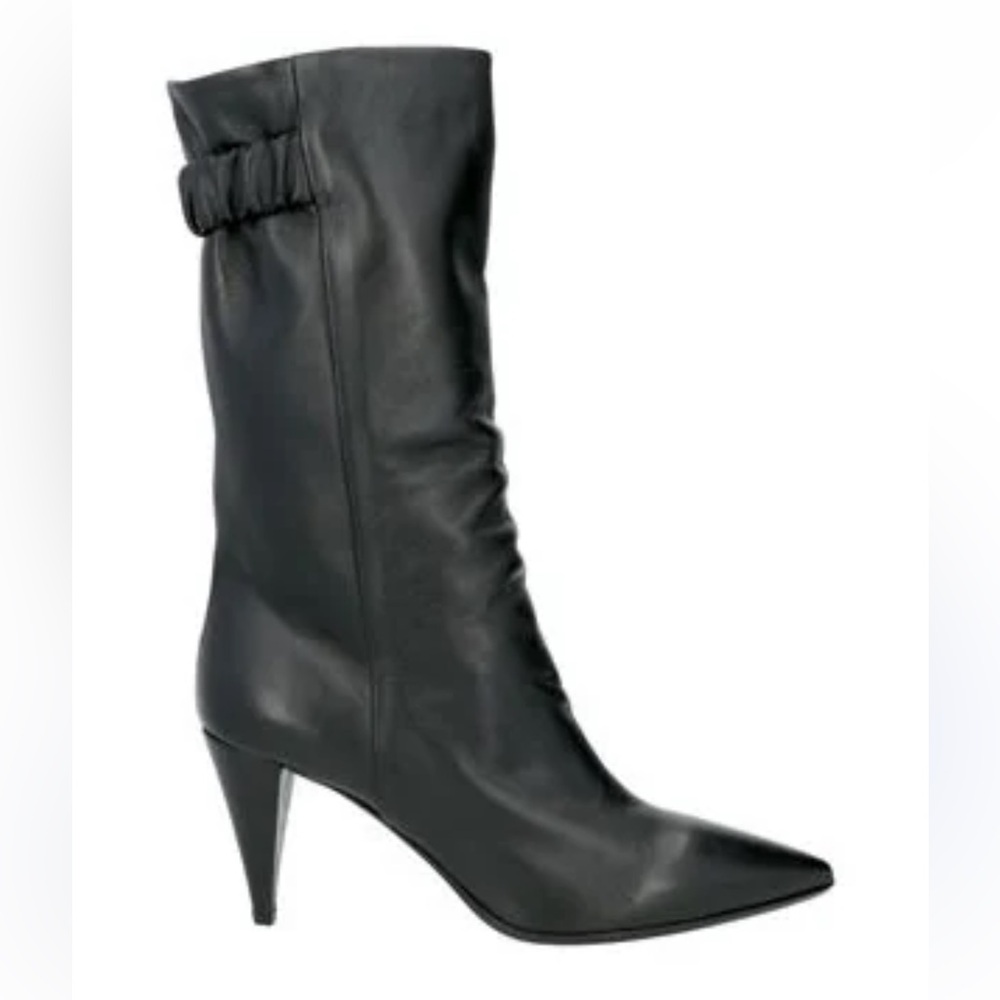 Vince Camuto Sleek Black Leather Heeled Boots - Picture 2 of 11